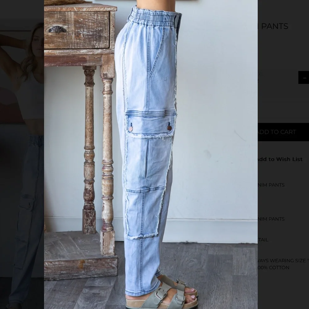 Oli & Hali Light Wash Denim Cargo Joggers - Picture 5 of 7